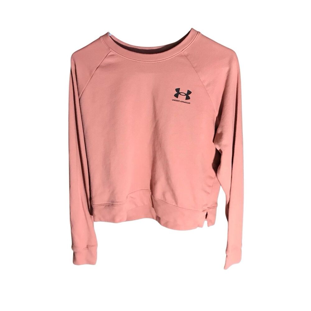 Under Armour PINK sweatshirt loose crop SZ Large pullover cotton blend